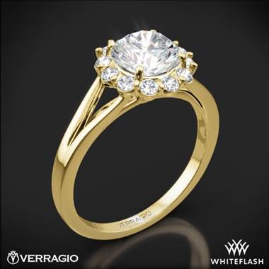 18k Yellow Gold Verragio ENG-0356 Split Shank Halo Solitaire Engagement Ring