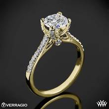 18k Yellow Gold Verragio ENG-0371 4 Prong Petite Pave Diamond Engagement Ring | Whiteflash