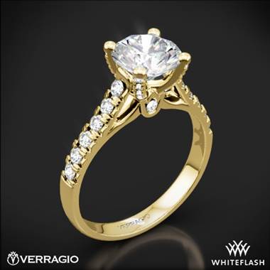 18k Yellow Gold Verragio ENG-0375 4 Prong Pave Diamond Engagement Ring