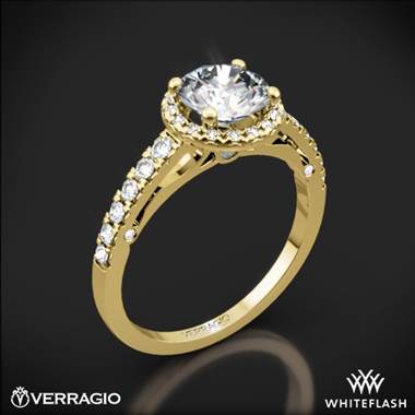 18k Yellow Gold Verragio ENG-0386 Bead-Set Halo Diamond Engagement Ring
