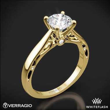 18k Yellow Gold Verragio ENG-0409R Cathedral Solitaire Engagement Ring