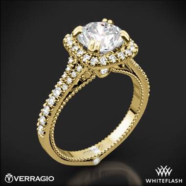 18k Yellow Gold Verragio ENG-0424CU Split Claw Halo Diamond Engagement Ring
