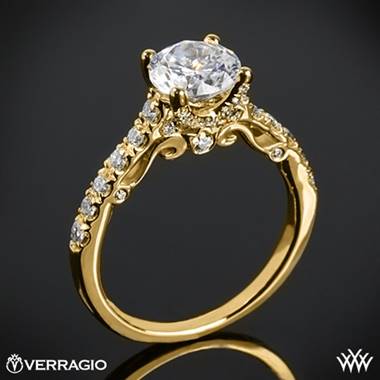 18k Yellow Gold Verragio INS-7054 X-Prong Pave Diamond Engagement Ring