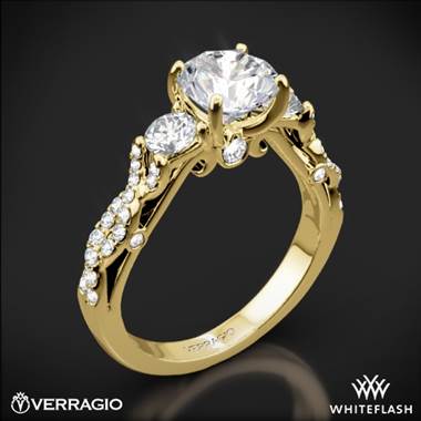 18k Yellow Gold Verragio INS-7055R Twisted Shank 3 Stone Engagement Ring