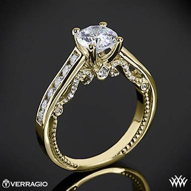 18k Yellow Gold Verragio INS-7064R Beaded Channel-Set Diamond Engagement Ring