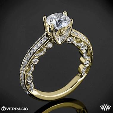 18k Yellow Gold Verragio PAR-3001R Pave Knife-Edge Diamond Engagement Ring