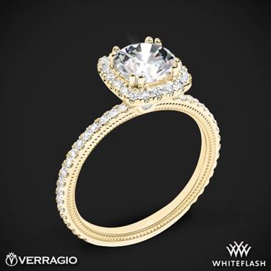 18k Yellow Gold Verragio Tradition TR120HCU Diamond Cushion Halo Engagement Ring