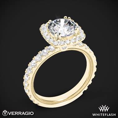 18k Yellow Gold Verragio Tradition TR210HCU Diamond Cushion Halo Engagement Ring