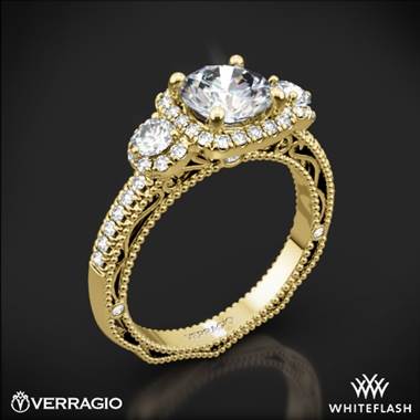 18k Yellow Gold Verragio Venetian Lace AFN-5025CU-4 Three Stone Engagement Ring