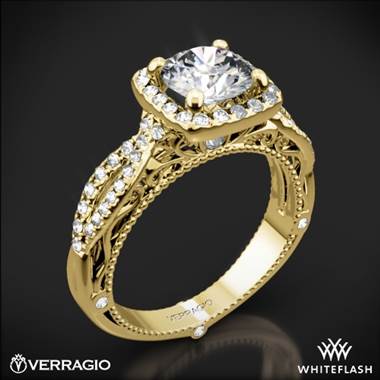 18k Yellow Gold Verragio Venetian Lido AFN-5005CU-2 Cushion Halo Diamond Engagement Ring