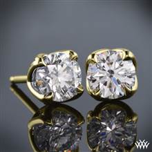 18k Yellow Gold "W-Prong" Diamond Earrings - Settings Only | Whiteflash