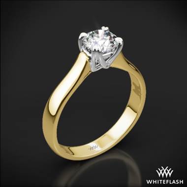 18k Yellow Gold W-Prong Solitaire Engagement Ring with White Gold Head