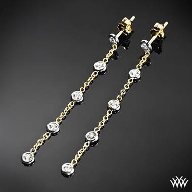 18k Yellow Gold "Whiteflash by the Yard" Diamond Earrings with 18k White Gold Bezels