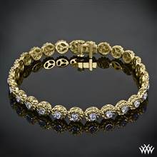 18K Yellow Gold with Platinum Bezels "Braided Link" Diamond Bracelet | Whiteflash
