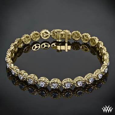 18K Yellow Gold with Platinum Bezels "Braided Link" Diamond Bracelet