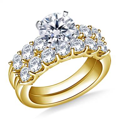 2.00 ct. tw. Prong Set Matching Diamond Engagement Ring and Wedding Band Set in 14K Yellow Gold