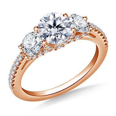 2.00 ct. tw. Round Diamond Three Stone Engagement Ring in 14K Rose Gold