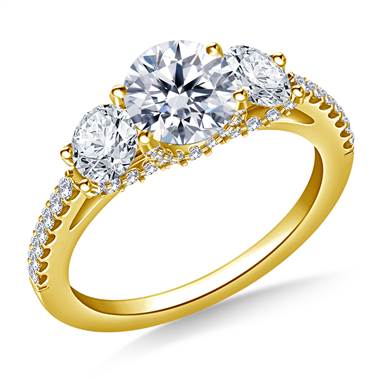 2.00 ct. tw. Round Diamond Three Stone Engagement Ring in 14K Yellow Gold