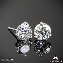 2.00ctw 14k White Gold 3 Prong Diamond Earrings - (H/I-SI) | Whiteflash