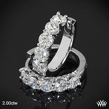 2.00ctw 18k White Gold "Shared-Prong" Diamond Hoop Earrings