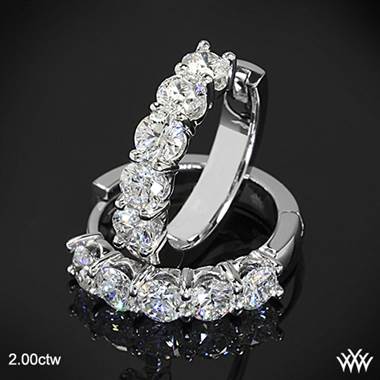 2.00ctw Platinum "Shared-Prong" Diamond Hoop Earrings