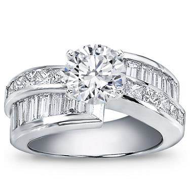 2 1/2 ct. tw. Princess-Cut and Baguette Setting
