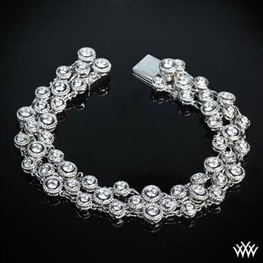 (2.72ctw) 18k White Gold Three-Row "Enmeshed Diamonds" Diamond Bracelet