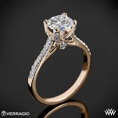 20k Rose Gold Verragio ENG-0371 4 Prong Petite Pave Diamond Engagement Ring