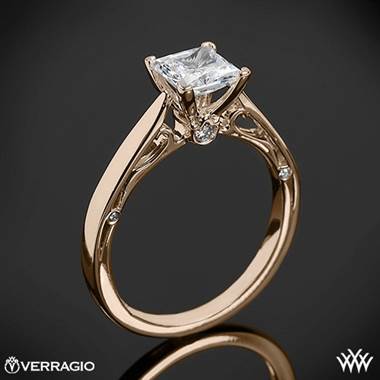 20k Rose Gold Verragio ENG 0409P 4 Prong Princess Solitaire