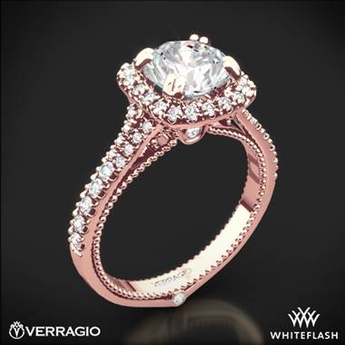 20k Rose Gold Verragio ENG-0424CU Split Claw Halo Diamond Engagement Ring