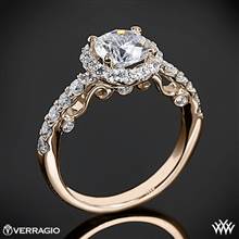 20k Rose Gold Verragio INS-7003 Half Eternity Halo Diamond Engagement Ring | Whiteflash
