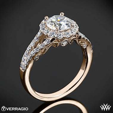 20k Rose Gold Verragio INS-7010R Split Shank Halo Diamond Engagement Ring