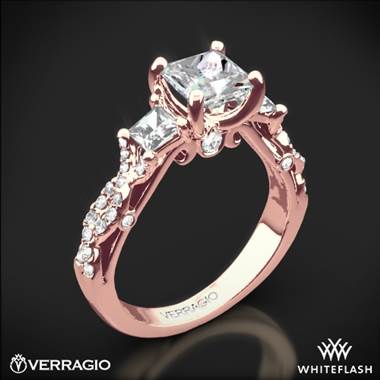 20k Rose Gold Verragio INS-7055P Twisted Shank Princess 3 Stone Engagement Ring