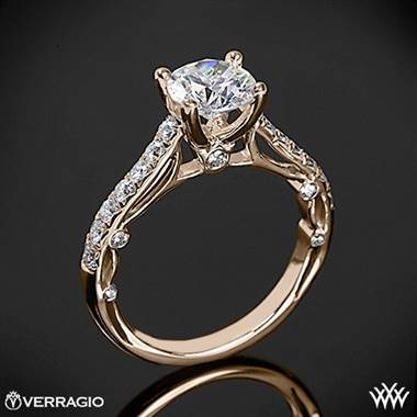 20k Rose Gold Verragio PAR-3074 Bead-Set Cathedral Diamond Engagement Ring
