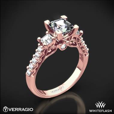 20k Rose Gold Verragio Renaissance 904P5 3-Stone Diamond Engagement Ring for Princess