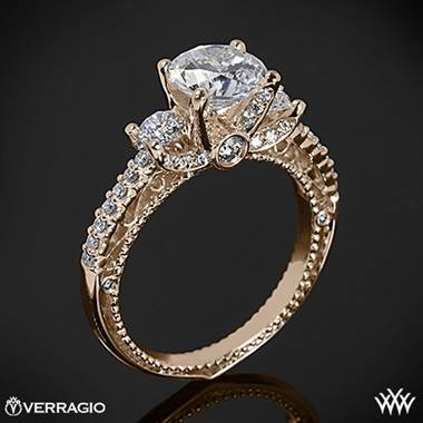 20k Rose Gold Verragio Venetian Centro AFN-5023R-1 Three Stone Engagement Ring