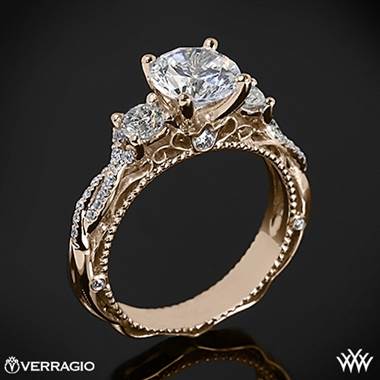 20k Rose Gold Verragio Venetian Lace AFN-5013R-4 Three Stone Engagement Ring