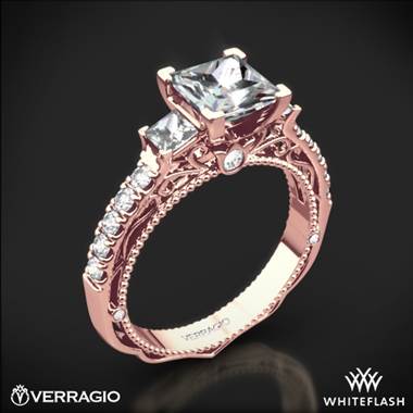 20k Rose Gold Verragio Venetian Lace AFN-5058P-4 Three Stone Engagement Ring for Princess