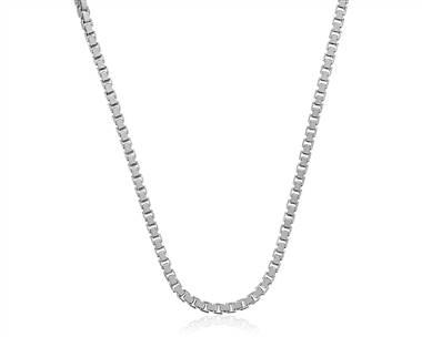 24" Box Chain In 14k White Gold (0.9 mm)