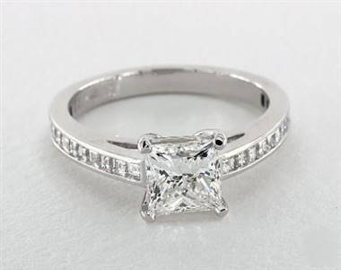 24 Carre Diamond .60ctw Channel-Set Engagement Ring in 4mm 14K White Gold (Setting Price)
