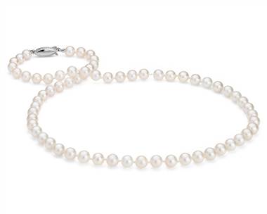 24" Freshwater Cultured Pearl Strand Necklace In 14k White Gold (6-6.5mm)