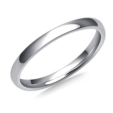 2mm Ladies High Polish Comfort Fit Wedding Band in 14K White Gold
