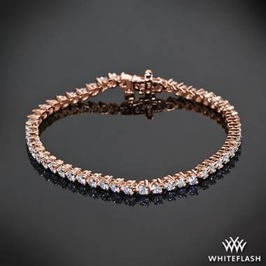 3.14ctw 14k Rose Gold "Three-Prong" Diamond Tennis Bracelet