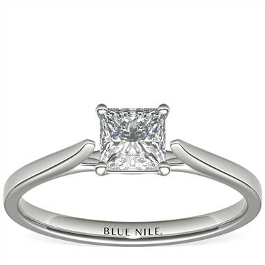 3/4 Carat Astor Princess-Cut Petite Cathedral Solitaire in Platinum (F/VS2) Ready-to-Ship