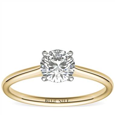 3/4 Carat Petite Solitaire Engagement Ring in 18k Yellow Gold (I/SI2) Ready-to-Ship
