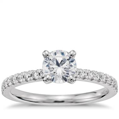 3/4 Carat Ready-to-Ship Petite Pave Diamond Engagement Ring in 14k White Gold