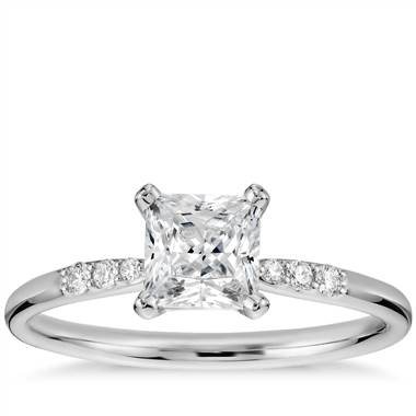 3/4 Carat Ready-to-Ship Princess-Cut Petite Diamond Engagement Ring in 14k White Gold