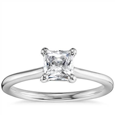 3/4 Carat Ready-to-Ship Princess-Cut Petite Solitaire Engagement Ring in 14k White Gold