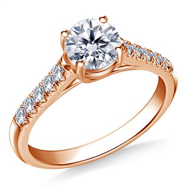 3/4 ct. tw. Round Brilliant Diamond Trellis Engagement Ring in 14K Rose Gold