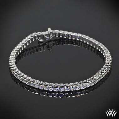 3.60ctw 14k White Gold "Half-Bezel" Diamond Tennis Bracelet